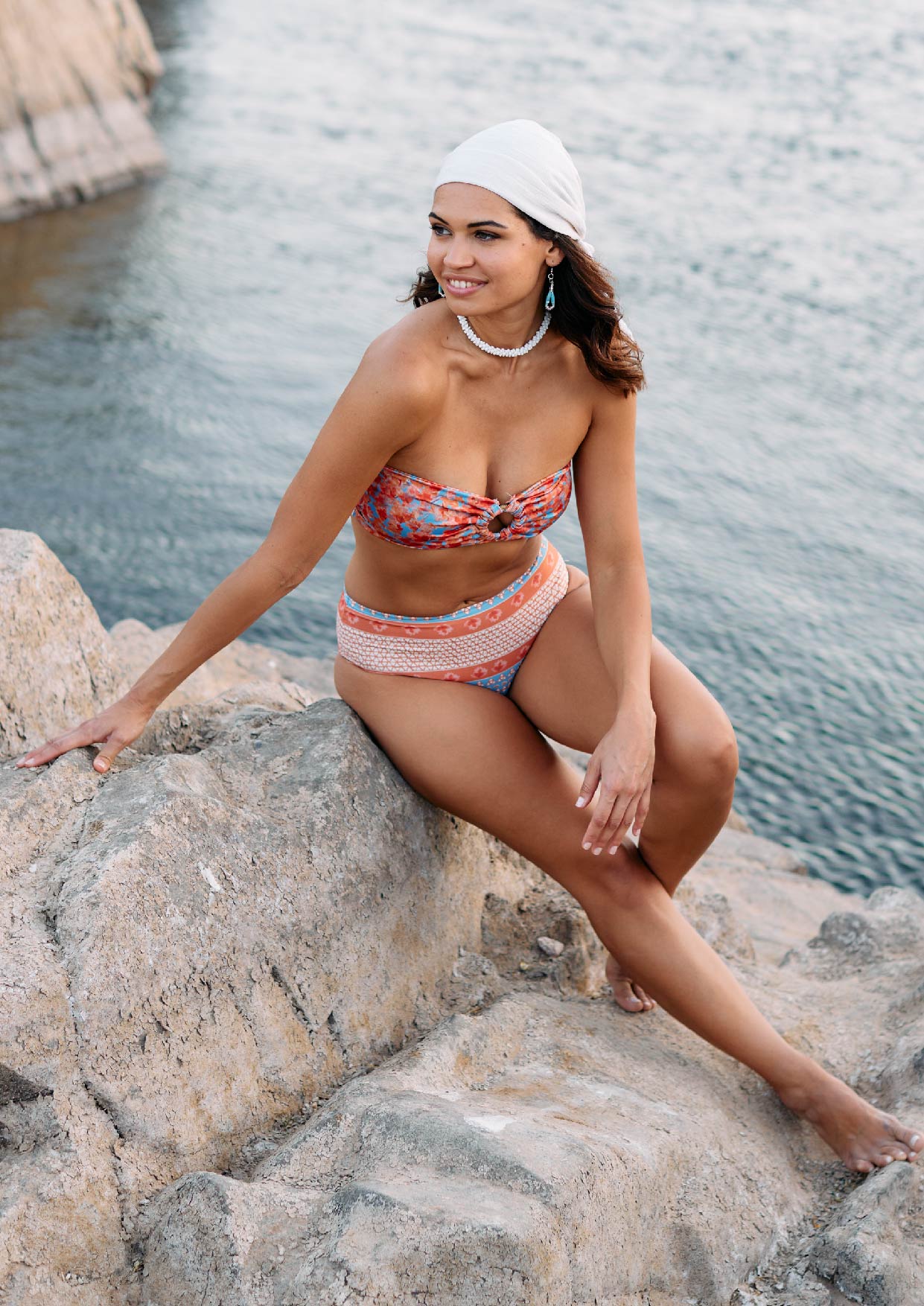 Seheil Bandeau Bikini Top Aqua