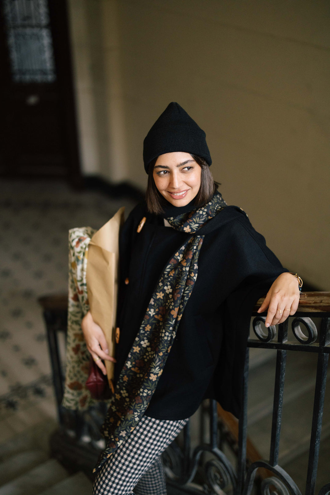 Sukoon Poncho in Charmed Black