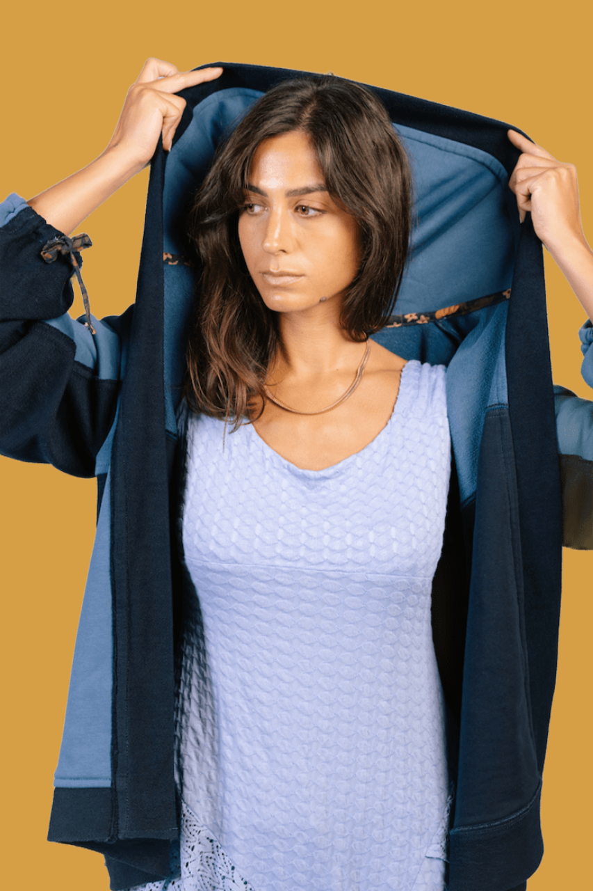 Al Wadi Cardigan in Free Bird Blues