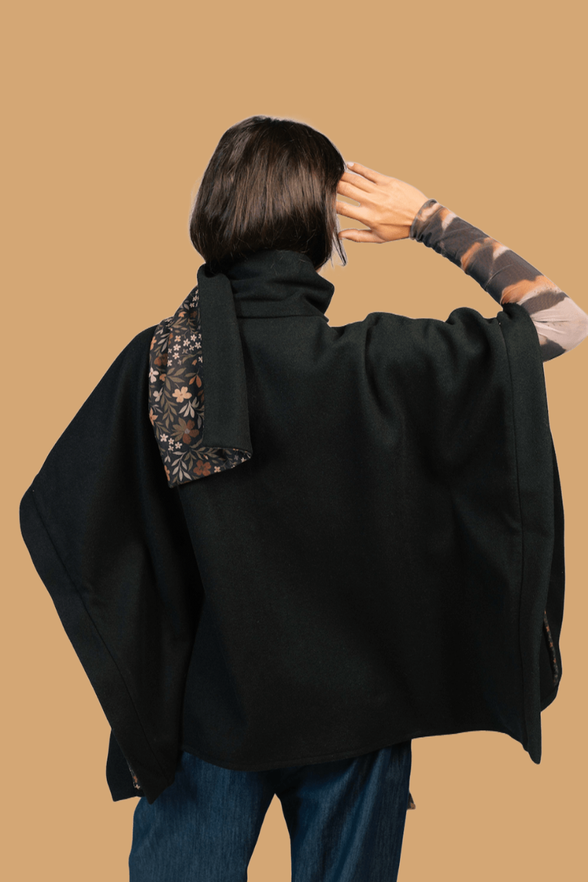 Sukoon Poncho in Charmed Black