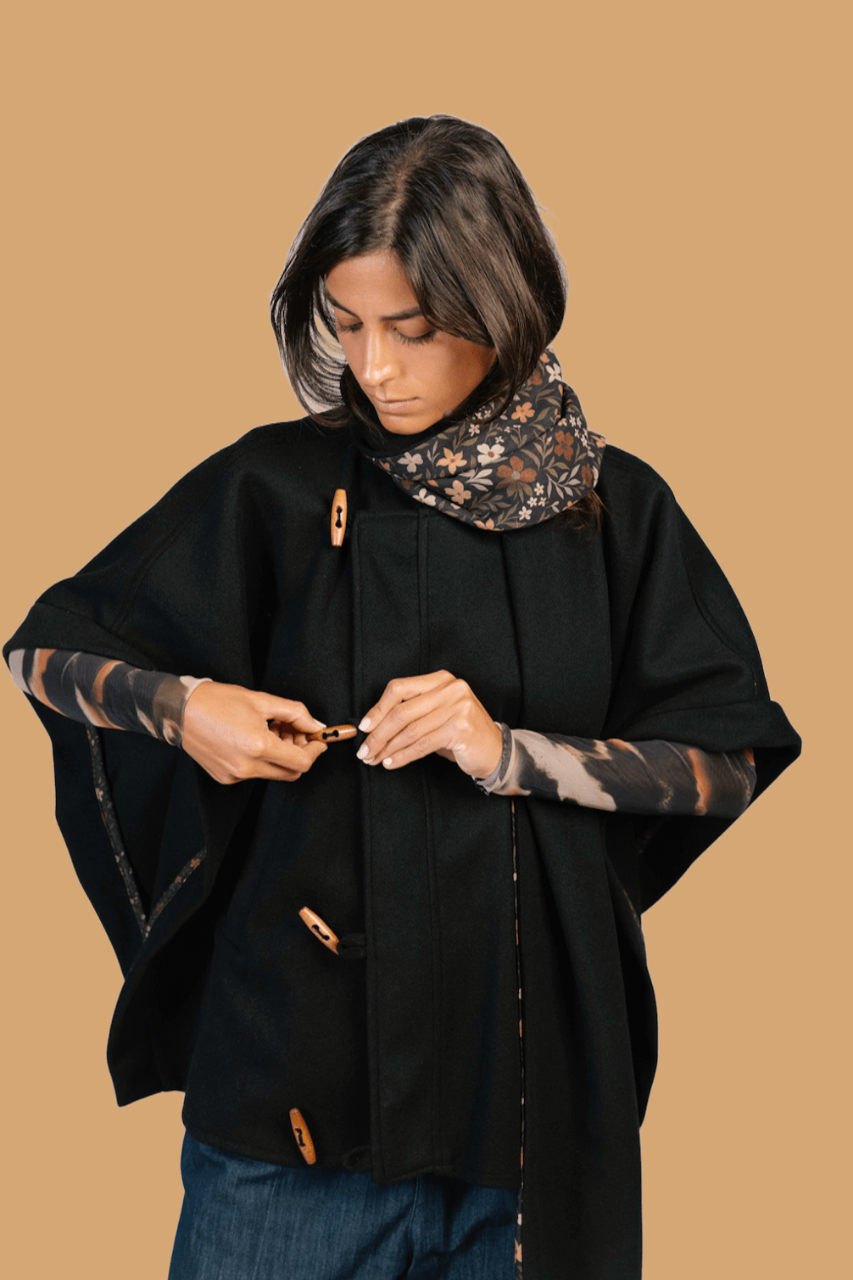 Sukoon Poncho in Charmed Black