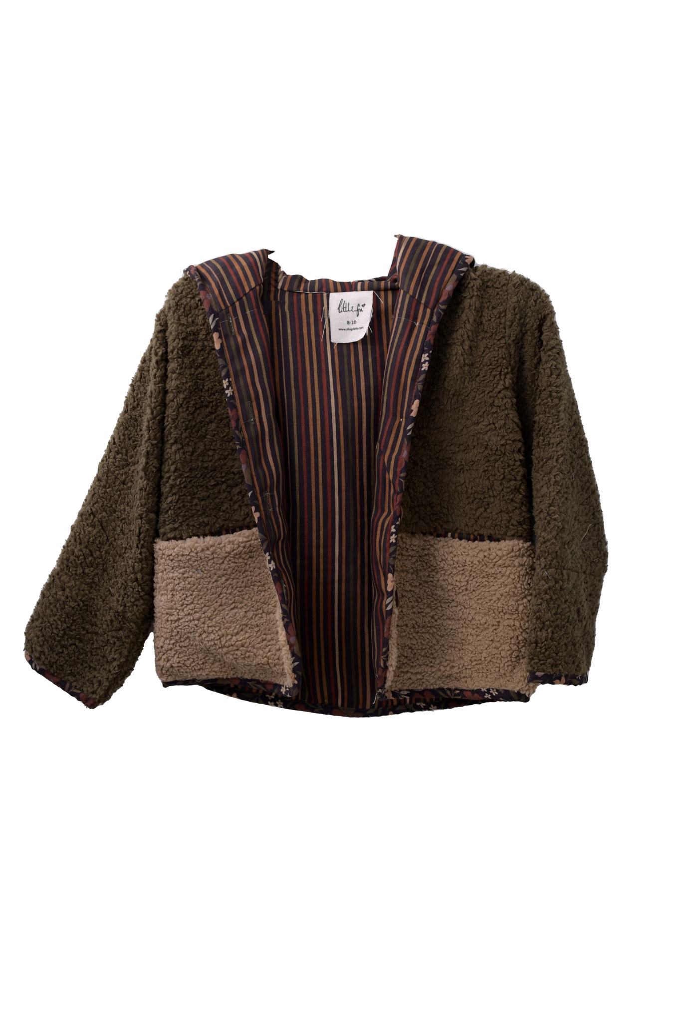 Little Borderline Cozy Jacket in Olive & Beige