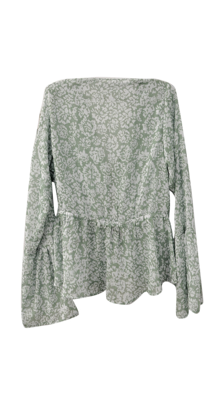 Lucky Lola Chiffon Top in Green Blossom