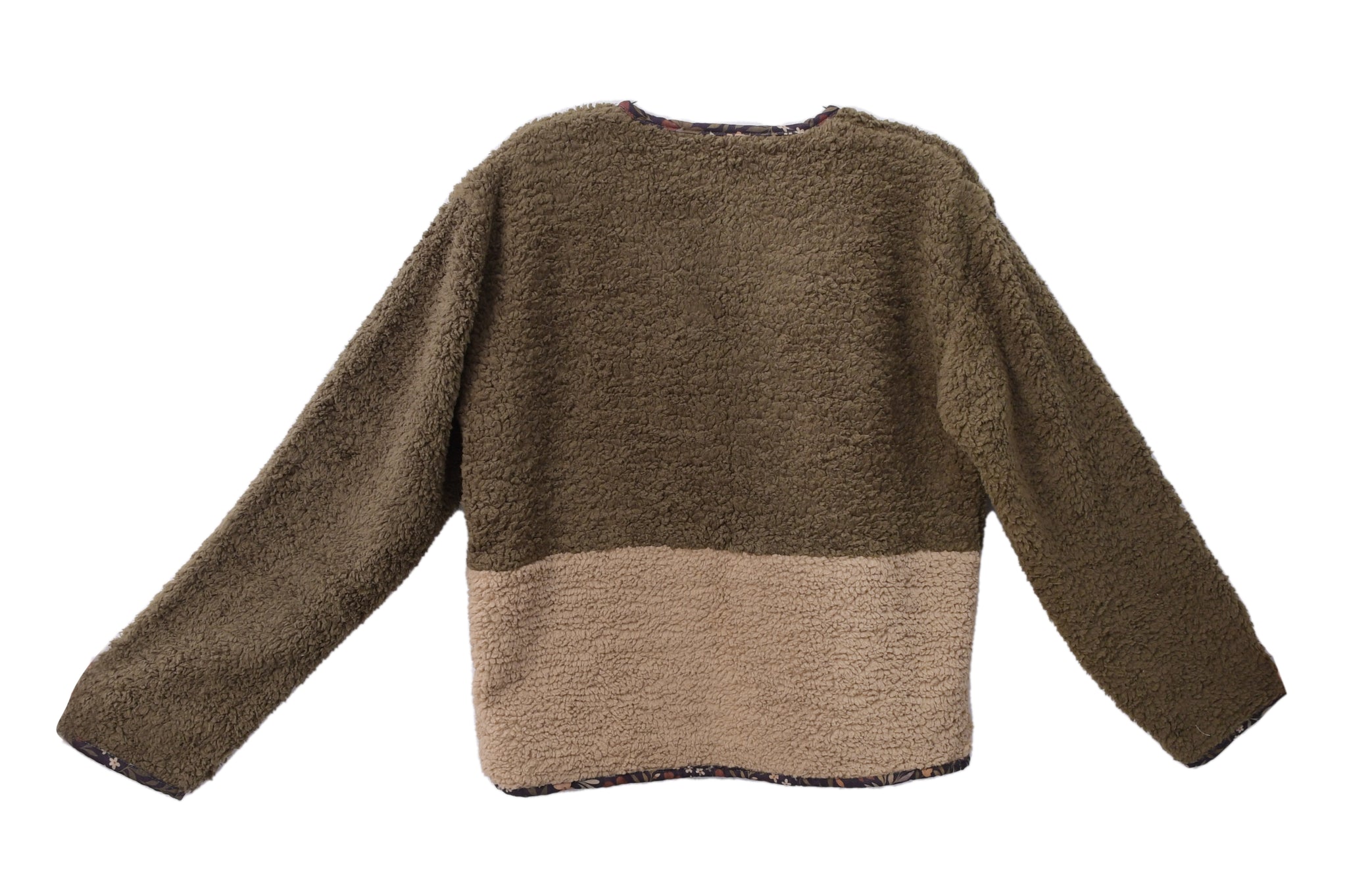 Borderline Cozy Jacket in Olive & Beige