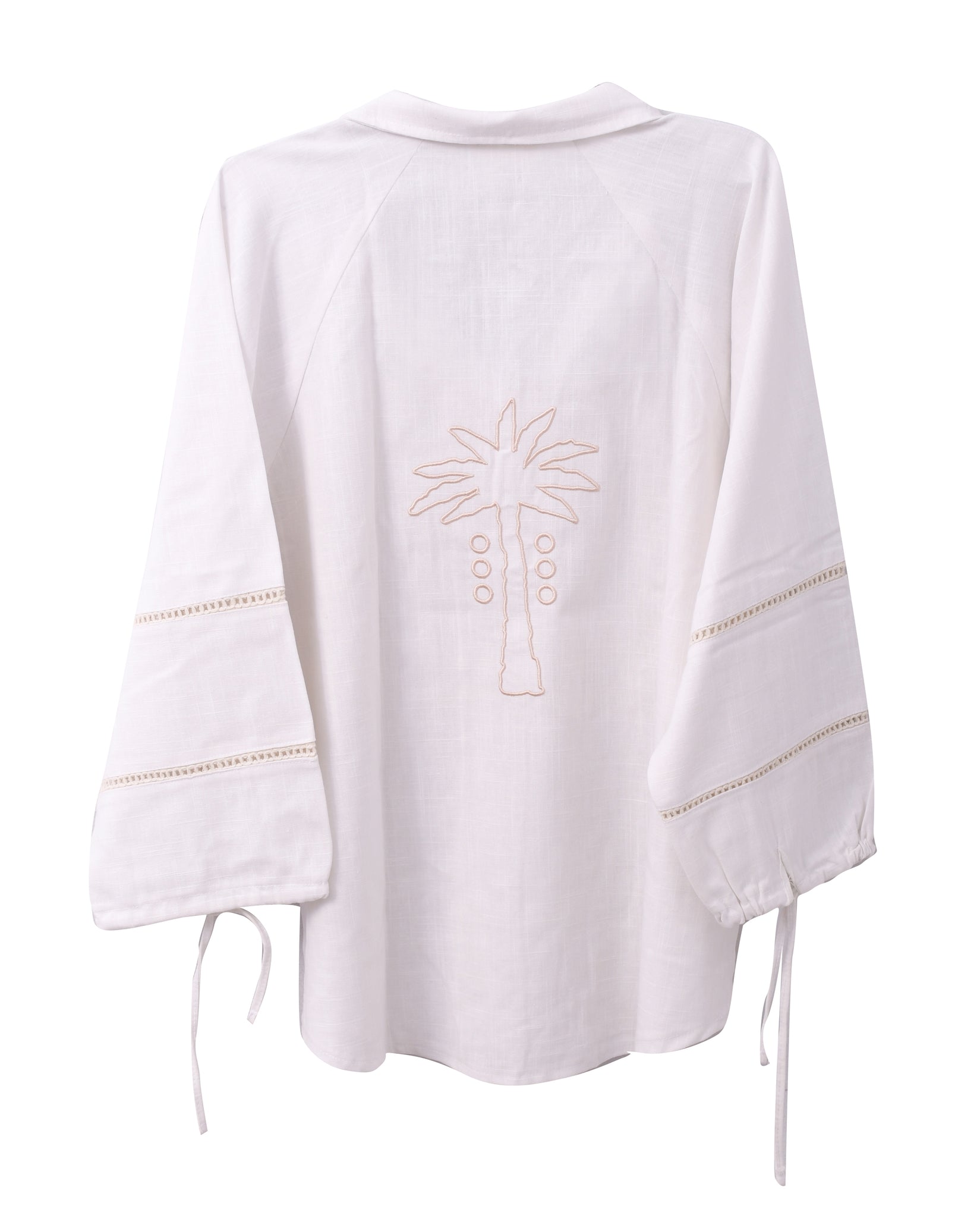 The Aziza Palm Linen Shirt in Cream