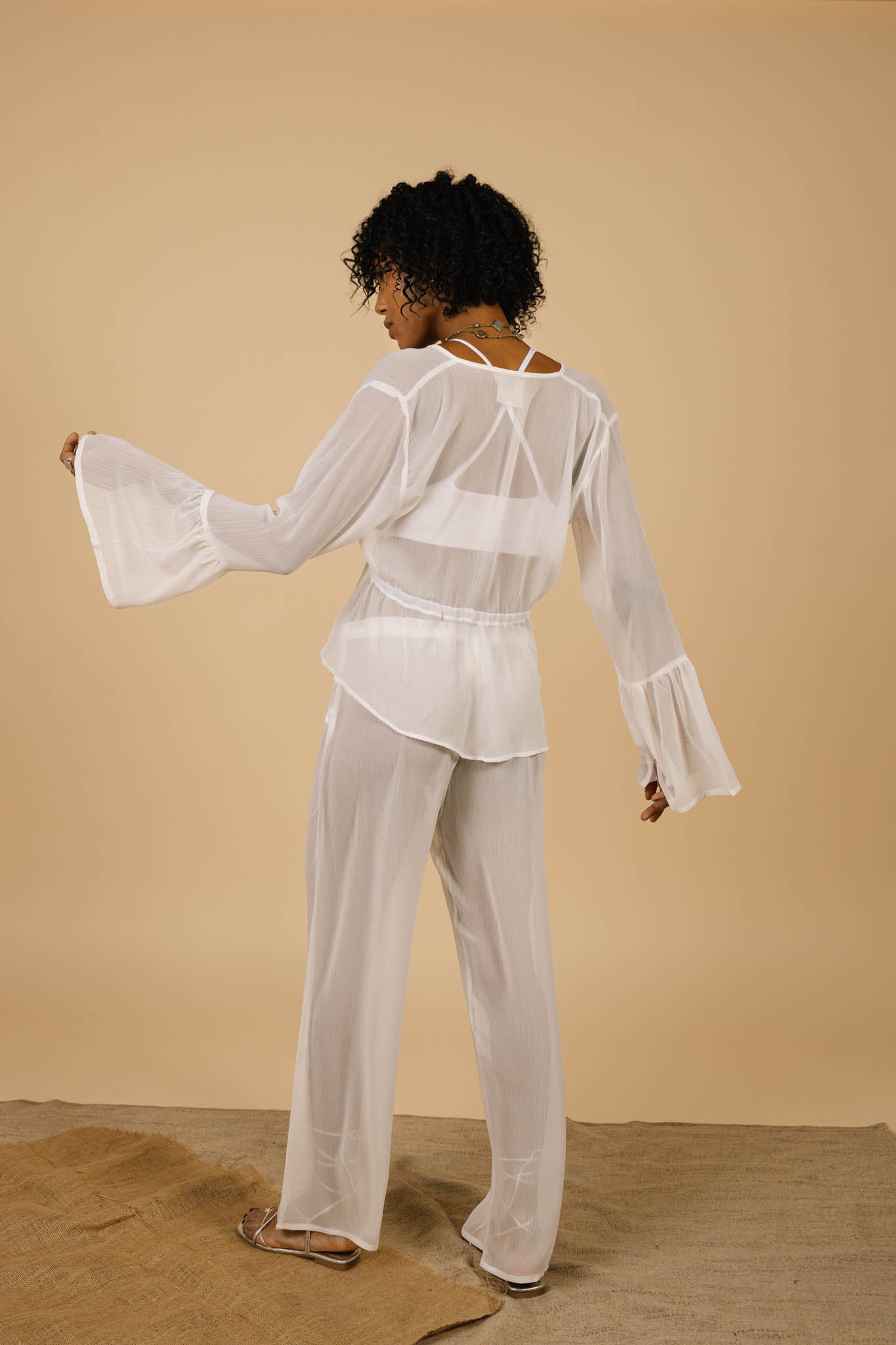 Lucky Lola Chiffon Pants in White