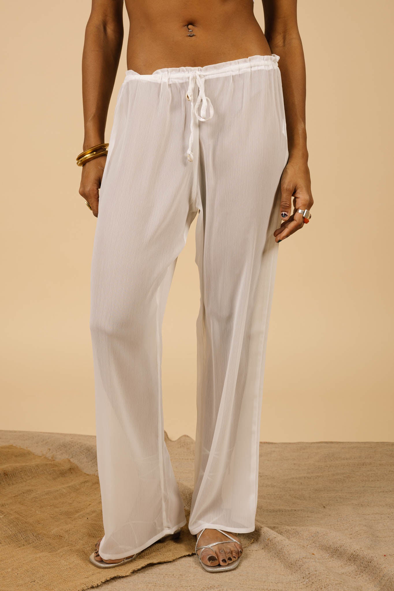 Lucky Lola Chiffon Pants in White