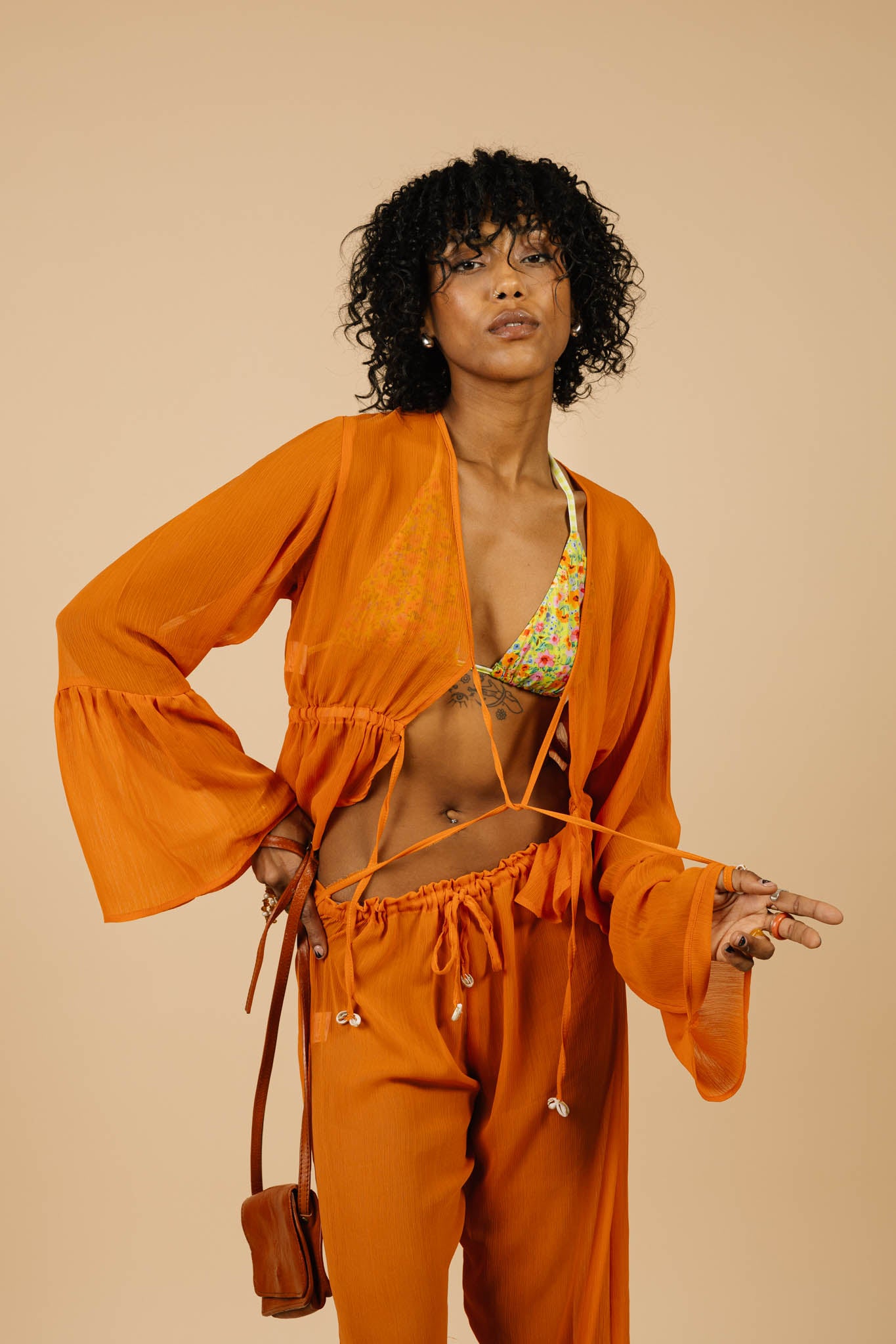 Lucky Lola Chiffon Top in Peach