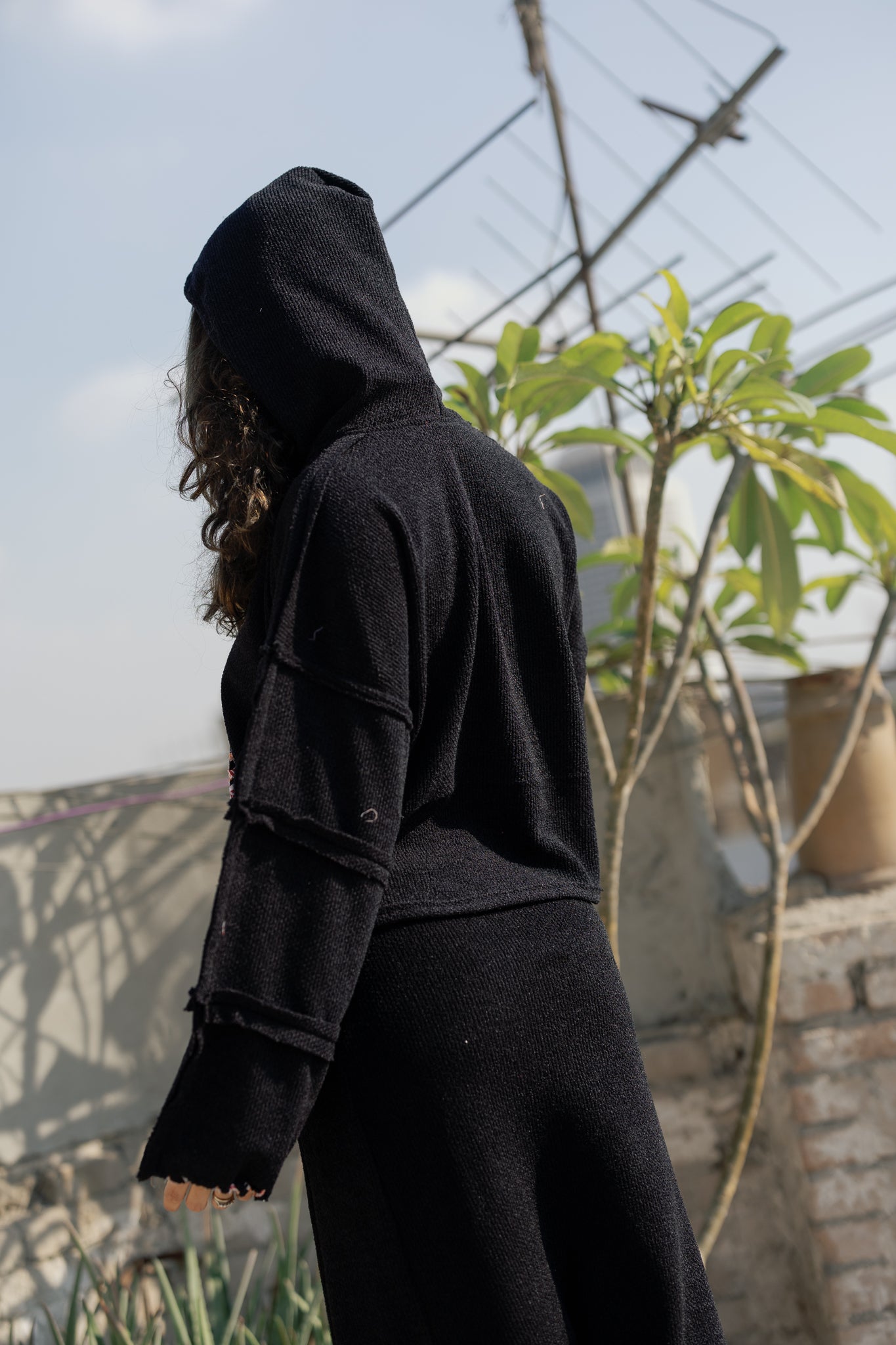Stitched Up Coziness Hoodie in Black