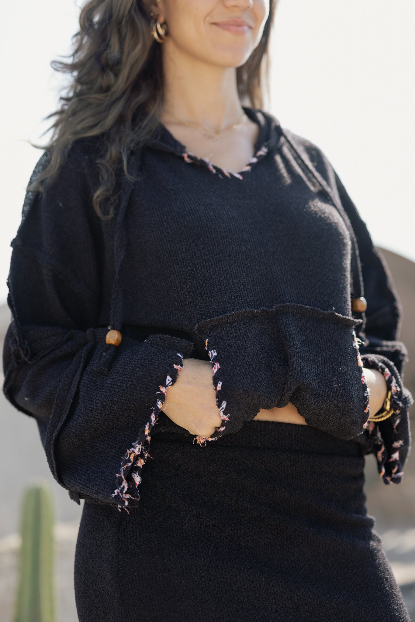 Stitched Up Coziness Hoodie in Black