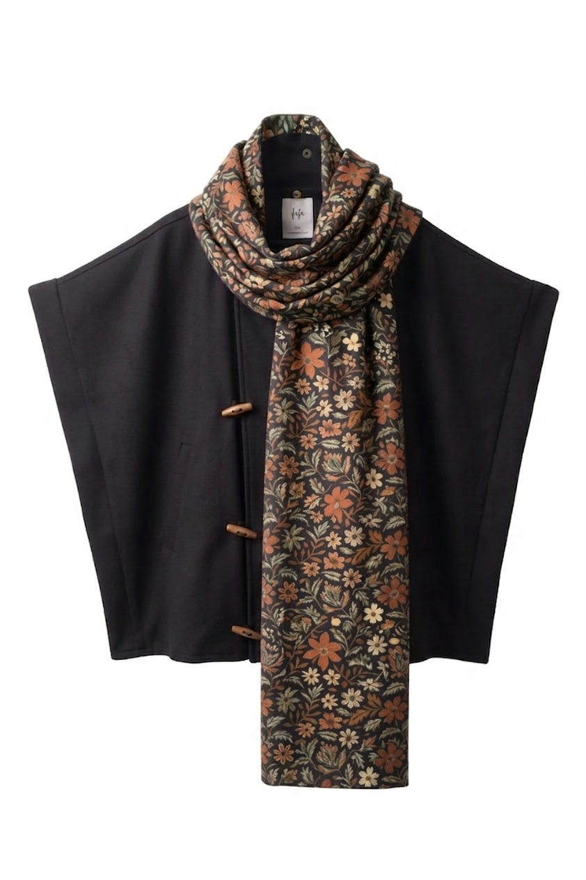 Sukoon Poncho in Charmed Black