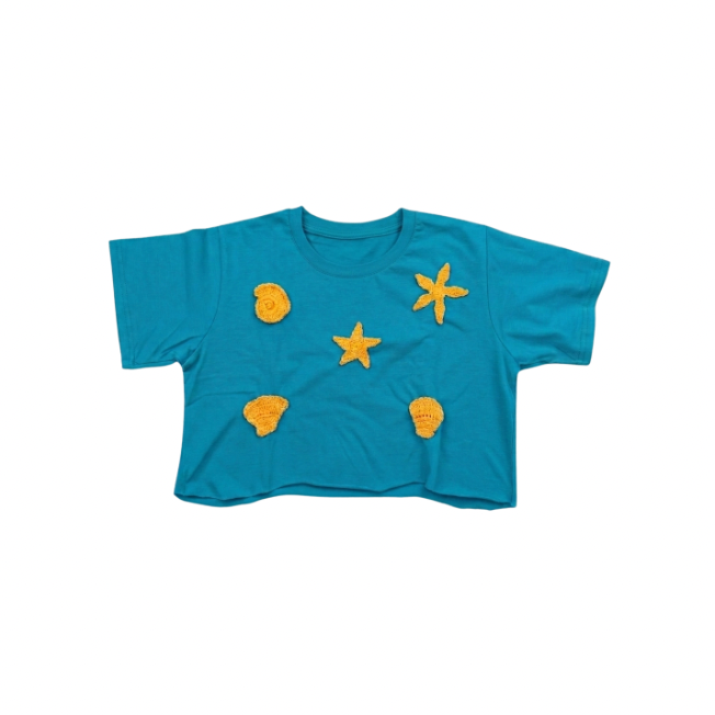 ⁠⁠Sandy Shore Crochet Tee in Turquoise