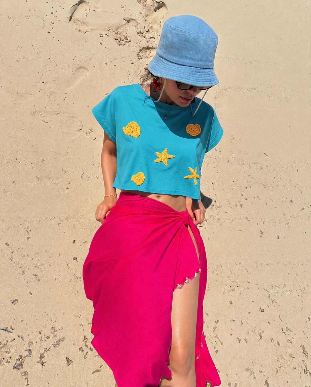 ⁠⁠Sandy Shore Crochet Tee in Turquoise