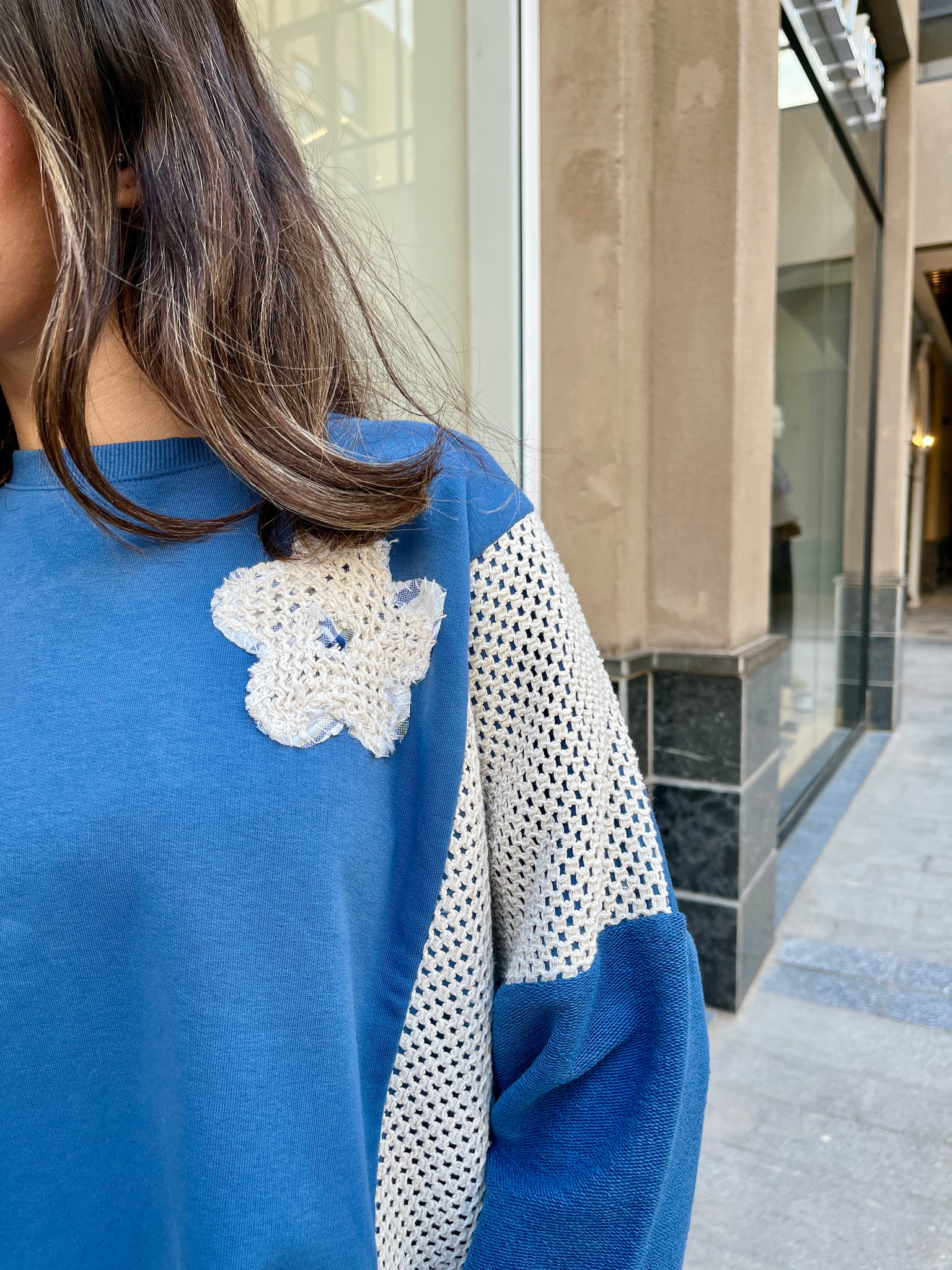 Nile Plaid Sweater in Indigo