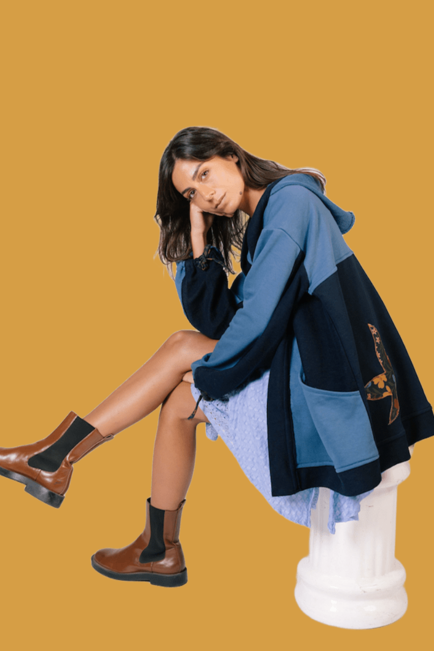 Al Wadi Cardigan in Free Bird Blues